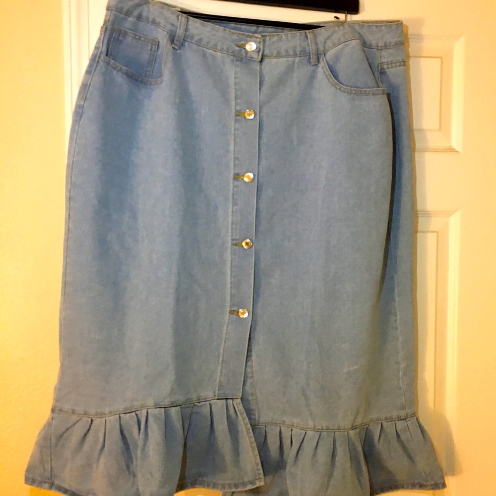 Jupe de Abby Distressed Denim Skirt Piper Jean Skirt Size 3XL